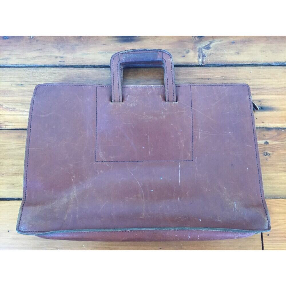 Vtg Schlesinger Brothers Cali Saddle Leather Attache Briefcase Laptop Bag 17"